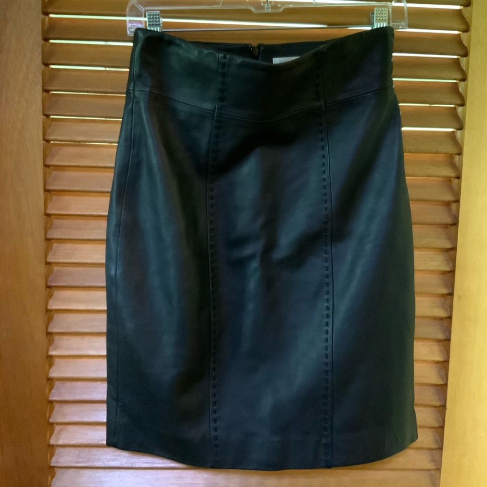 Black Leather Skirt, Size 4P